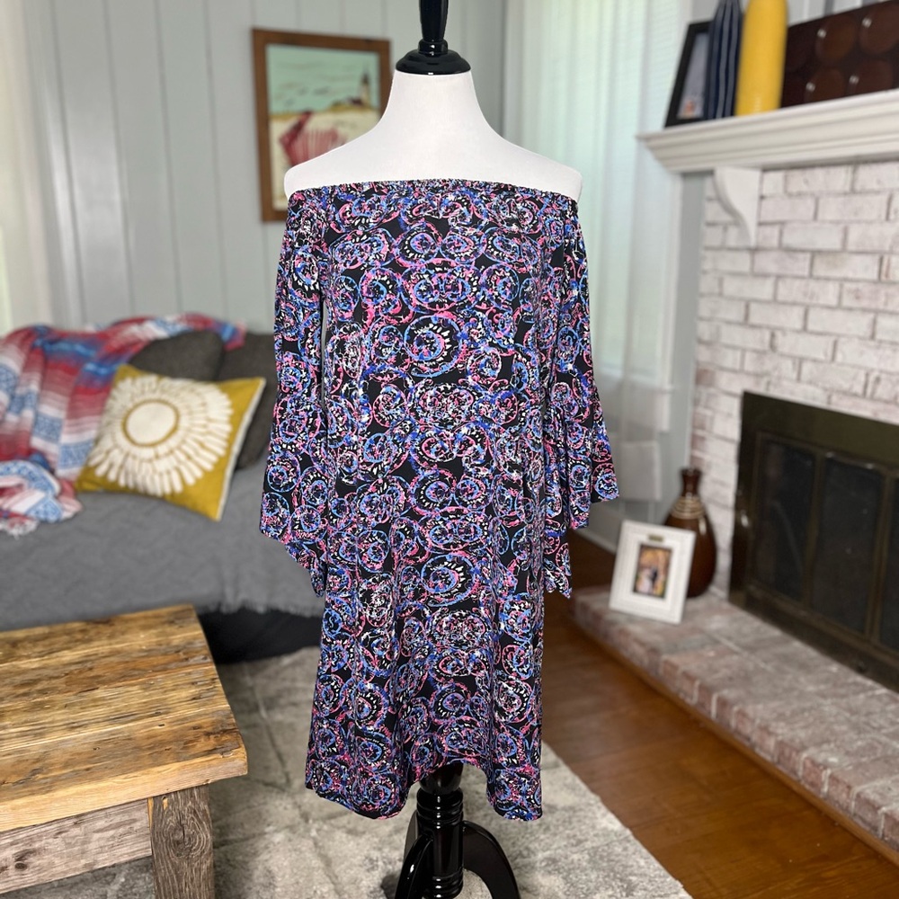 Millenium bell sleeve off the shoulder midi dress